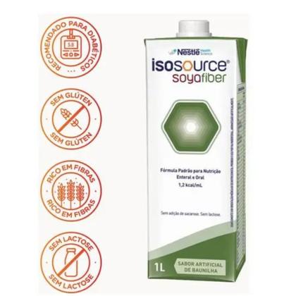 Imagem de Isosource Soya Fiber 1 Litro Nestlé Dieta Nutrição Clínica Enteral Oral Alimento de Pacientes Saúde Normocalórica Normoproteica