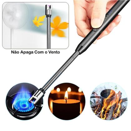 Imagem de Isqueiro Acendedor Eletrônico Para Acender Fogueira Com Trava de Segurança e Recarregável TB1904