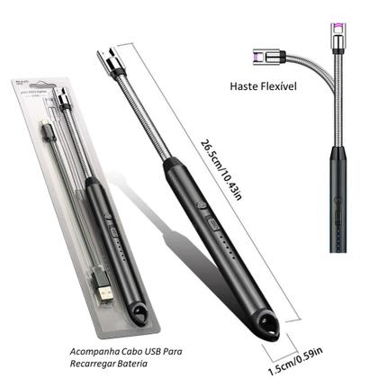 Imagem de Isqueiro Acendedor Eletrônico Para Acender Fogueira Com Trava de Segurança e Recarregável TB1904