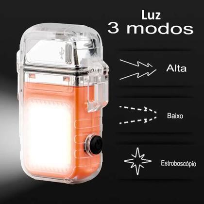 Imagem de Isqueiro Elétrico A Prova De Vento Com Lanterna Iluminação Forte, Médio e Strobo Recarregável TB1906