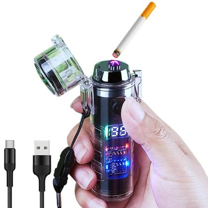 Imagem de Isqueiro Elétrico A Prova De Vento Plasma Com Lanterna Recarregável Degradê HB2561