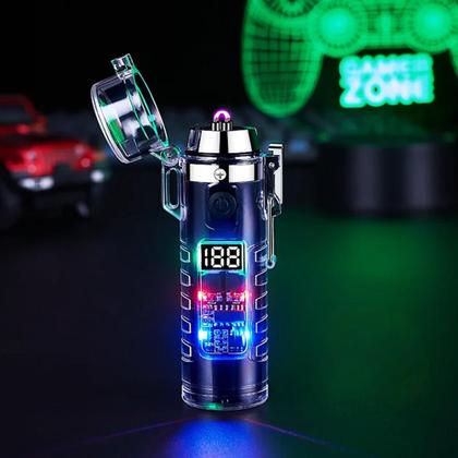 Imagem de Isqueiro Elétrico A Prova De Vento Plasma Com Lanterna Recarregável Degradê HB2561