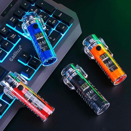 Imagem de Isqueiro Elétrico A Prova De Vento Plasma Com Lanterna Recarregável Degradê HB2561