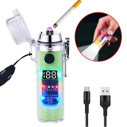 Imagem de Isqueiro Elétrico A Prova De Vento Plasma Com Lanterna Recarregável Degradê HB2561