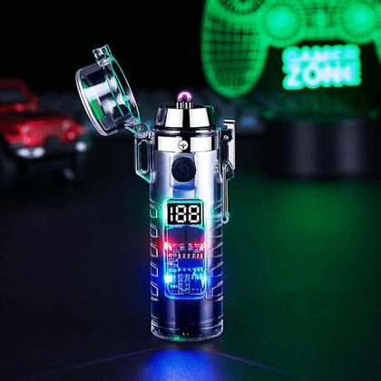 Imagem de Isqueiro Elétrico A Prova De Vento Plasma Com Lanterna Recarregável Degradê HB2561