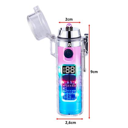 Imagem de Isqueiro Elétrico A Prova De Vento Plasma Com Lanterna Recarregável Degradê HB2561