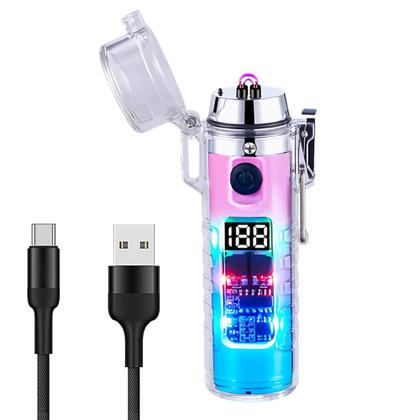 Imagem de Isqueiro Elétrico A Prova De Vento Plasma Com Lanterna Recarregável Degradê HB2561