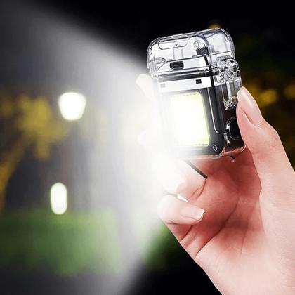 Imagem de Isqueiro Elétrico Plasma Recarregável USB Com Lanterna A Prova De Vento Futuristico TB1905