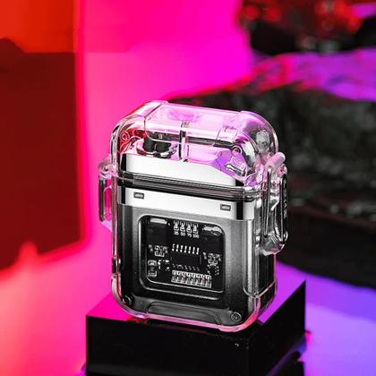 Imagem de Isqueiro Elétrico Plasma Recarregável USB Com Lanterna A Prova De Vento Futuristico TB1905