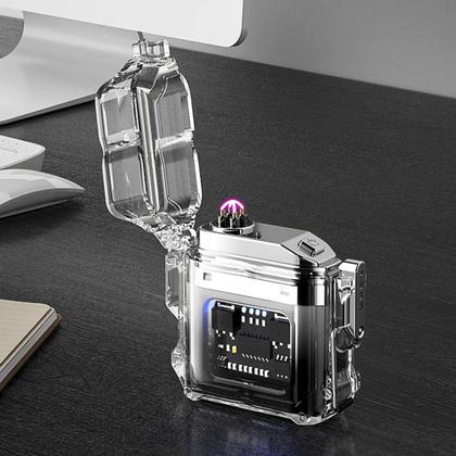 Imagem de Isqueiro Elétrico Plasma Recarregável USB Com Lanterna A Prova De Vento Futuristico TB1905