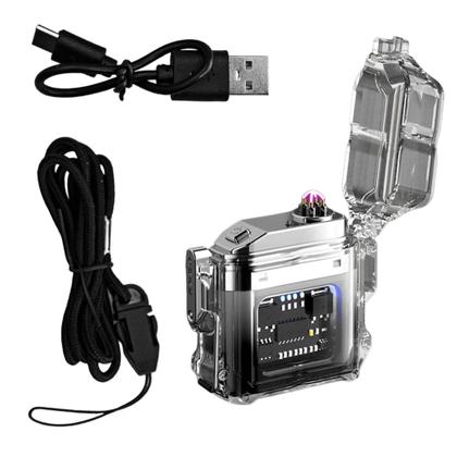 Imagem de Isqueiro Elétrico Plasma Recarregável USB Com Lanterna A Prova De Vento Futuristico TB1905