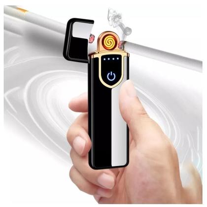 Imagem de Isqueiro Eletrônico Recarregável Profissional USB Anti Chamas com LED Touch Prime