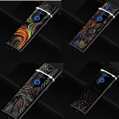 Imagem de Isqueiro Eletrônico Recarregável Profissional USB Anti Chamas com LED Touch Prime