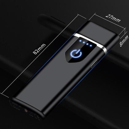 Imagem de Isqueiro Eletrônico Recarregável Profissional USB Anti Chamas com LED Touch Prime