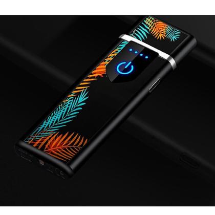 Imagem de Isqueiro Eletrônico Recarregável Profissional USB Anti Chamas com LED Touch Prime
