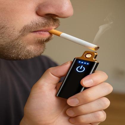 Imagem de Isqueiro eletronico recarregavel usb infinito led touch anti chamas profissional