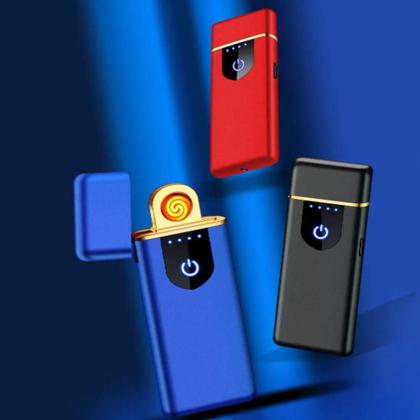 Imagem de Isqueiro eletronico recarregavel usb infinito led touch anti chamas profissional