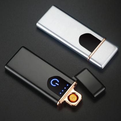 Imagem de Isqueiro eletronico recarregavel usb infinito led touch anti chamas profissional