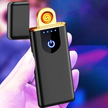 Imagem de Isqueiro eletronico recarregavel usb infinito led touch anti chamas profissional