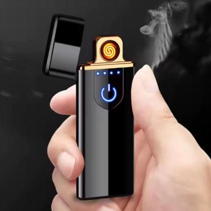 Imagem de Isqueiro eletronico recarregavel usb infinito led touch anti chamas profissional