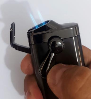 Imagem de Isqueiro Maçarico Honest Duas Chamas Elegante Com Furador 802