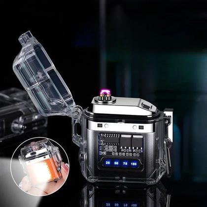 Imagem de Isqueiro plasma Lanterna portátil à prova d'água e à prova de vento e com Acendedor Isqueiro Elétrico recarregável carregamento USB MT179