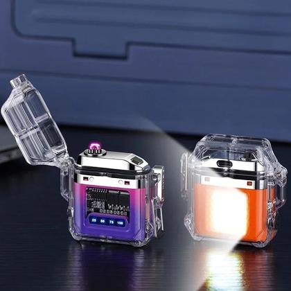 Imagem de Isqueiro plasma Lanterna portátil à prova d'água e à prova de vento e com Acendedor Isqueiro Elétrico recarregável carregamento USB MT179
