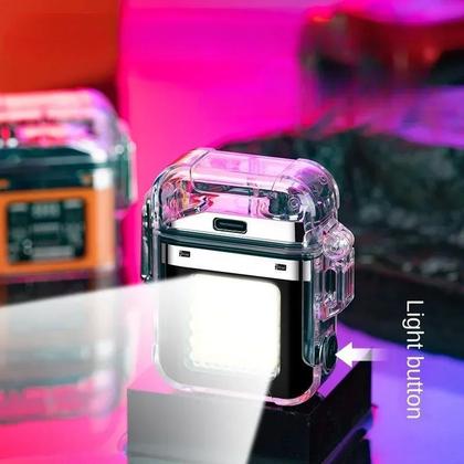 Imagem de Isqueiro plasma Lanterna portátil à prova d'água e à prova de vento e com Acendedor Isqueiro Elétrico recarregável carregamento USB MT179