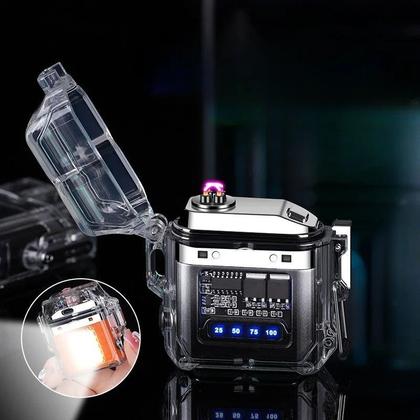 Imagem de Isqueiro plasma Lanterna portátil à prova d'água e à prova de vento e com Acendedor Isqueiro Elétrico recarregável carregamento USB MT179