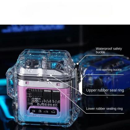 Imagem de Isqueiro plasma Lanterna portátil à prova d'água e à prova de vento e com Acendedor Isqueiro Elétrico recarregável carregamento USB MT179