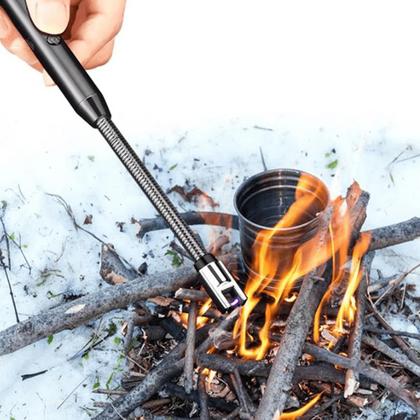 Imagem de Isqueiros Acendedores Eletrônico Flexível com USB Recarregável Rotação 360 Graus em Aço Inoxidável TB1904VM