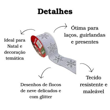 Imagem de ita Natalina com Flocos de Neve em Glitter 9,14m
