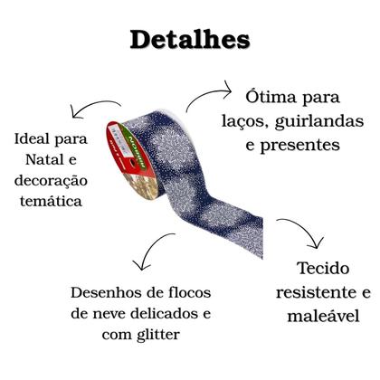 Imagem de ita Natalina com Flocos de Neve em Glitter 9,14m