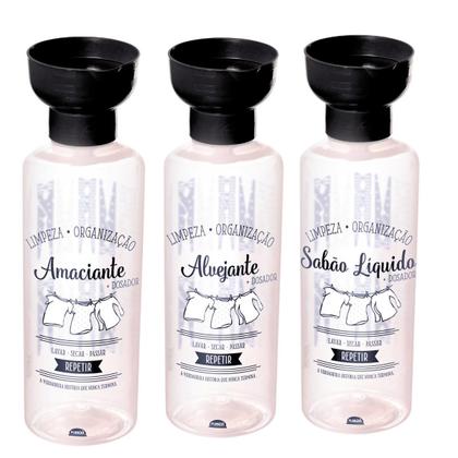 Imagem de Itens de Lavanderia Frascos Plásticos Com Copo Dosador