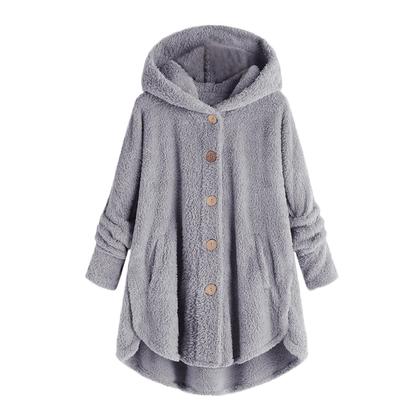 Imagem de Itens de liquidação Amazon Clearance Itens femininos plus size com botões, blusas de pelúcia com capuz, cardigã solto, casaco de lã, jaqueta de inverno, Clearance Electronics Grey