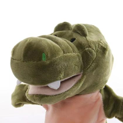 Imagem de Jacaré Fantoche Pelúcia De Mão Animais Kids 25cm Crocodilo