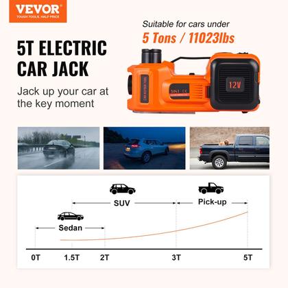 Imagem de Jack VEVOR para carro elétrico 5 toneladas/5000 kg hidráulico com inflador