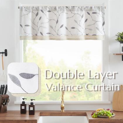 Imagem de Jaladera Jinchan Blanca Transparente con Bordado de Hojas Gris 114x46 cm