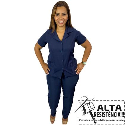 Imagem de Jaleco Copeira 2 Bolso Frente Com Elastano Uniforme Resistente a Cloro Operacional Faxina Servente Limpeza