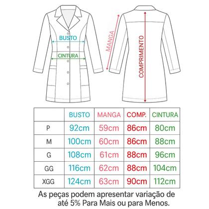 Imagem de Jaleco Feminino Acinturado Oxford Manga Longa Preto Branco