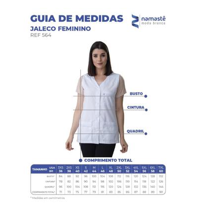 Imagem de Jaleco Feminino Branco Cavado Com Lese - Namastê