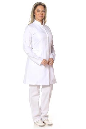 Imagem de Jaleco feminino gabardine manga longa corporat gola padre