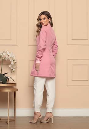Imagem de Jaleco Feminino Nude Oxford Acinturado Botão Bless