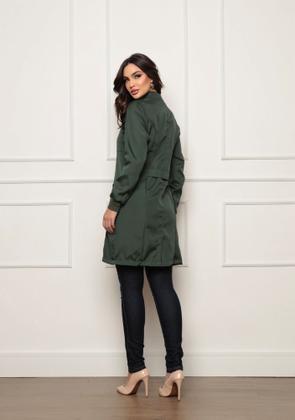 Imagem de Jaleco Feminino Oxford com punhos Verde Musgo Botões Capri