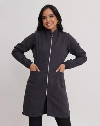 Imagem de Jaleco gola padre com punho e ziper tecido gabardine