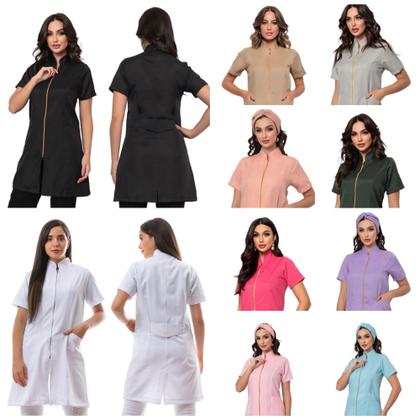 Imagem de Jaleco Manga Curta com Zíper Verde Oxford Malta