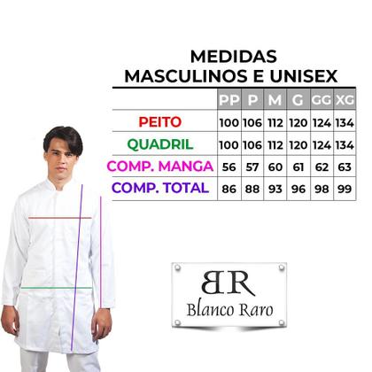 Imagem de Jaleco Masculino Branco Fechamento com Zíper Blanco Raro