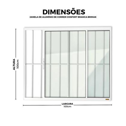 Imagem de Janela 2 Folhas C Grade C Vidro Liso  Branco 100x100 Brimak