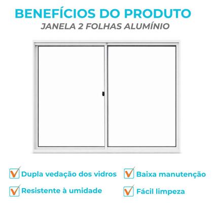 Imagem de Janela Alumínio Branco 1x1m Correr 2 Folhas Vidro Liso Resistente à Corrosão