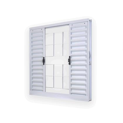 Imagem de Janela de Aço Veneziana de Correr 100x100cm 4 Folhas com Grade Minas Sul Mgm